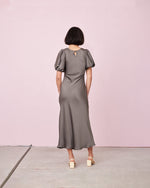 Load image into Gallery viewer, Kendall Satin Dress in Charcoal - RUBY
