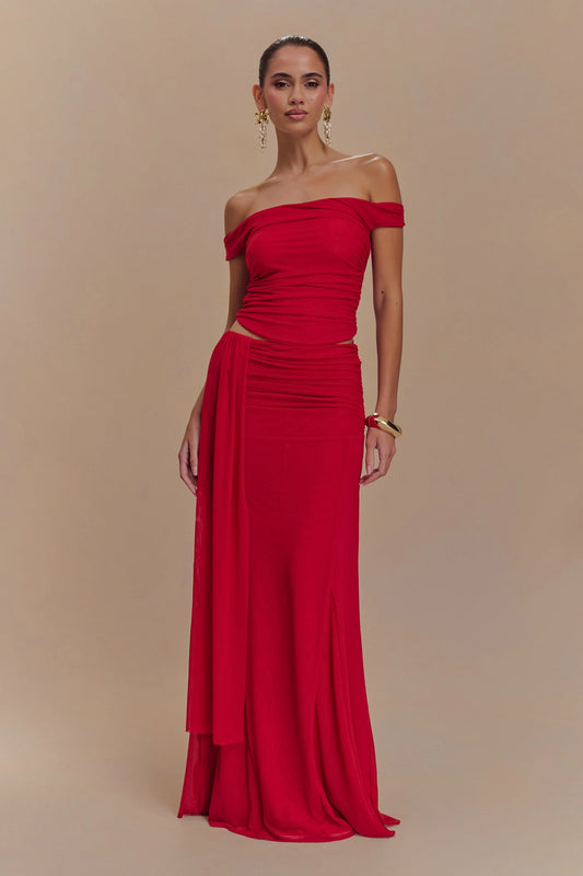 Brooklyn Mesh Maxi Set in Ruby