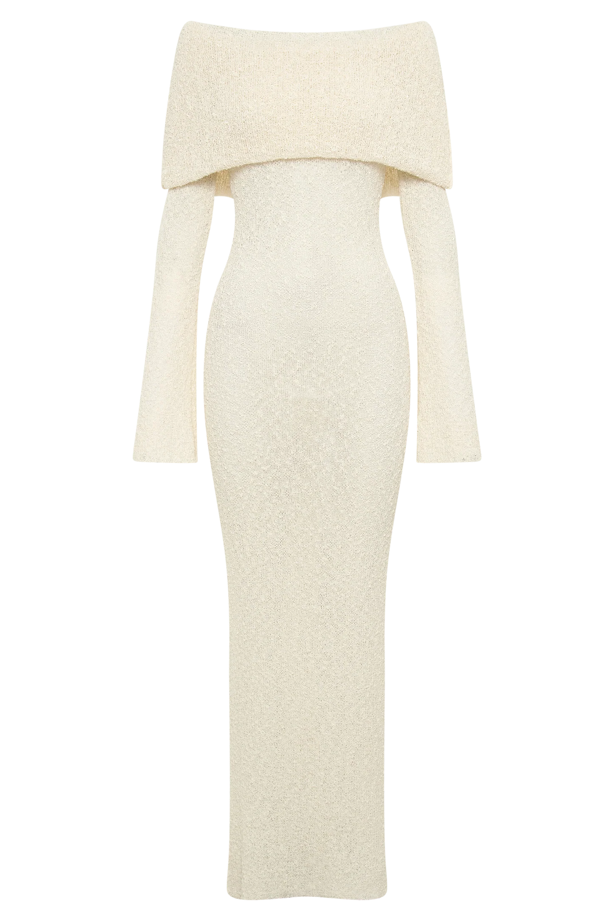 Marisol Off Shoulder Boucle Maxi Dress in Ivory