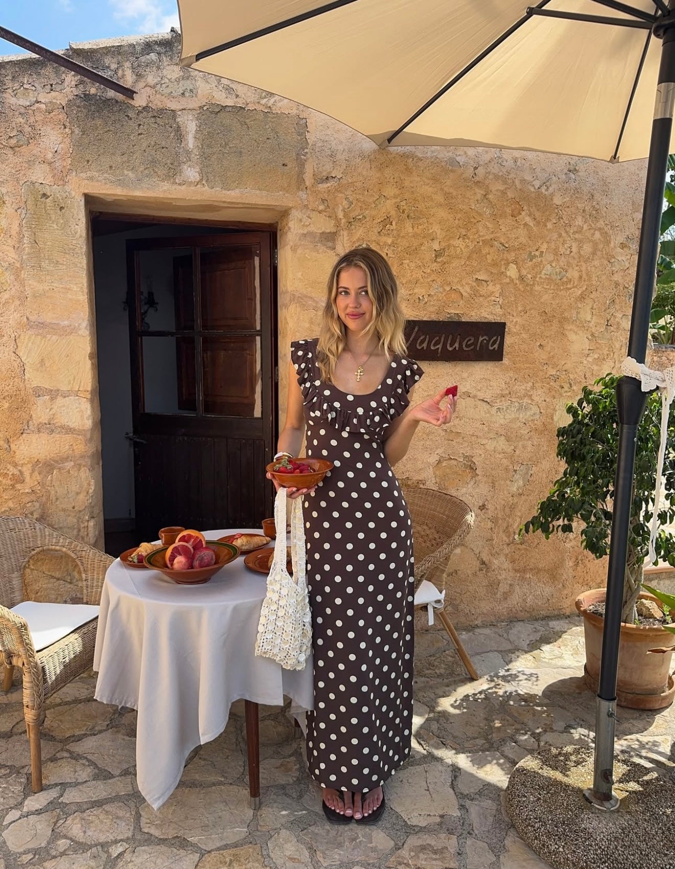 Luna Dress with Polka Dots in Brown/Yellow Love it Loan it Luna Dress with Polka Dots in Brown/Yellow Love it Loan it
