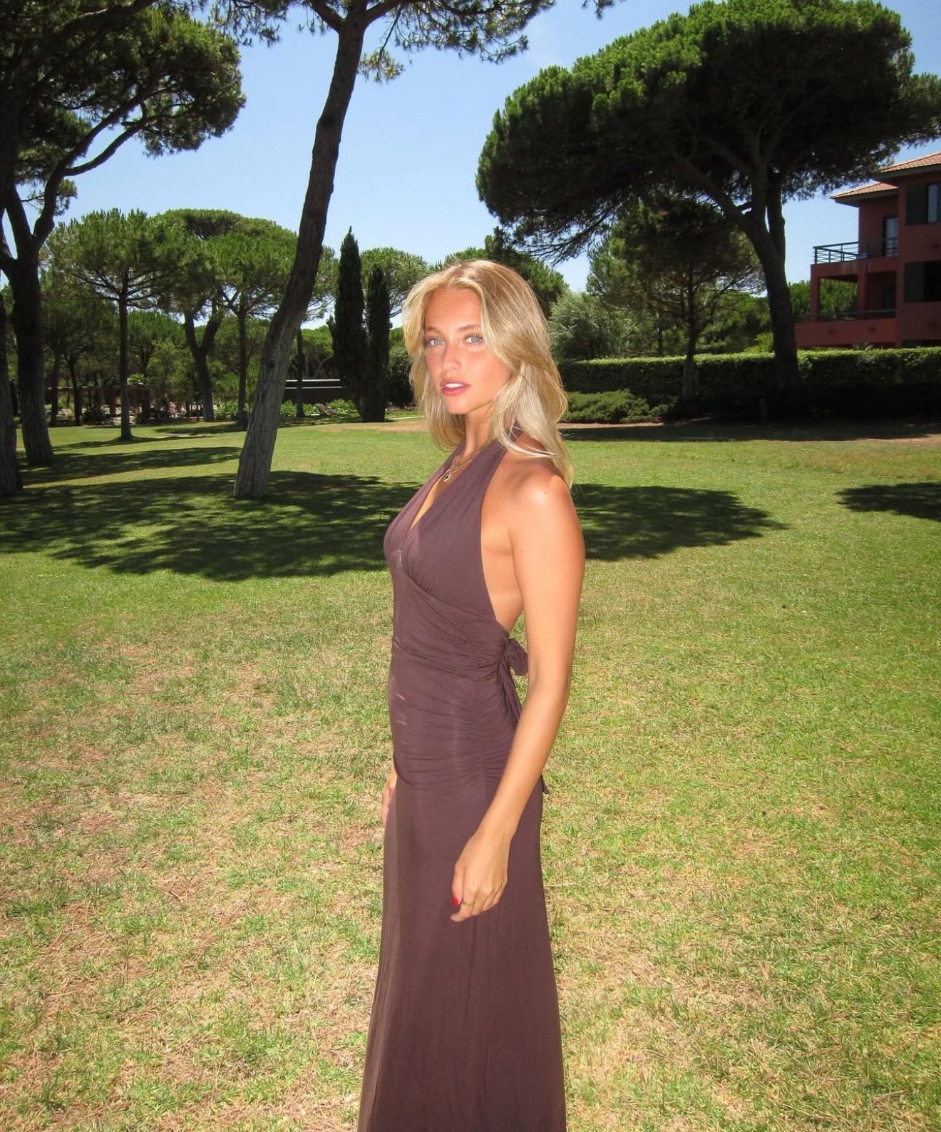 Leni Maxi Dress in Dark Mahogany