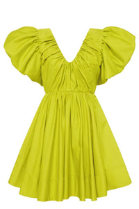 Gretta Bow Back Mini Dress in Chartreuse Green - Aje