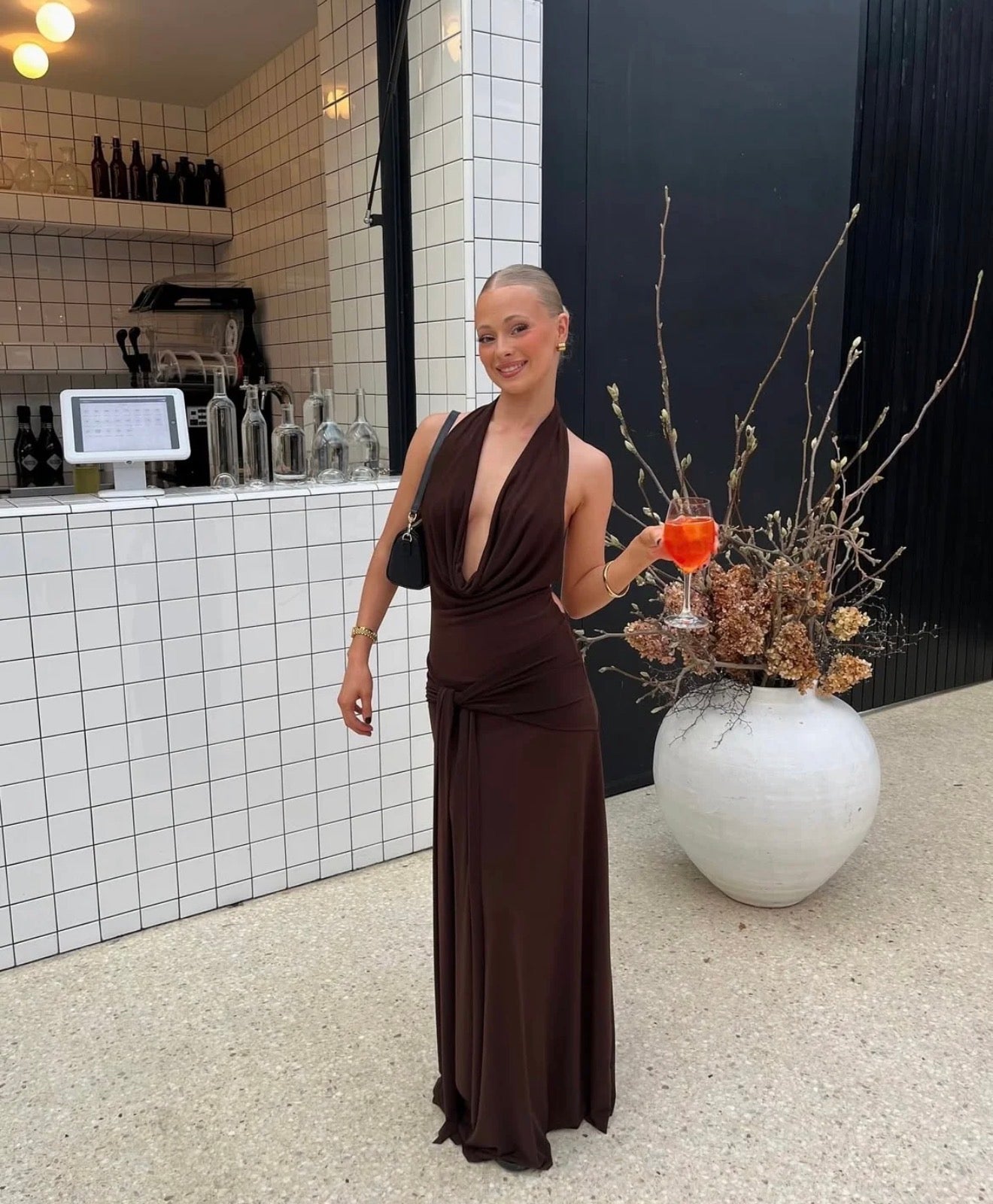 Nadia Dress in Brown