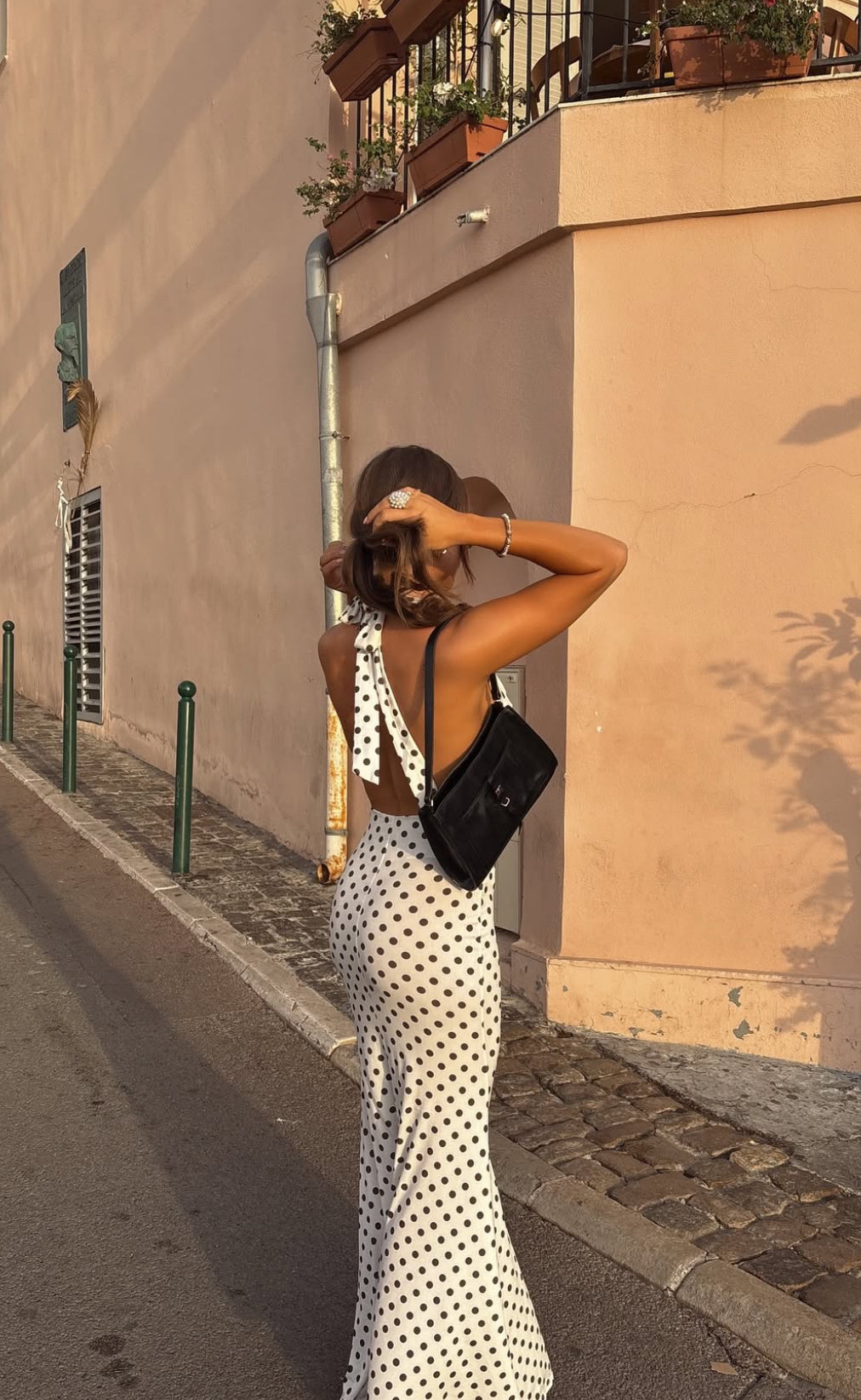 Maltina Polka Dot Maxi Dress in White/Black