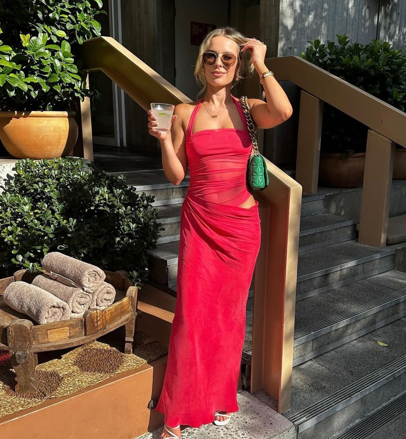 Gina Halter Maxi Dress in Watermelon