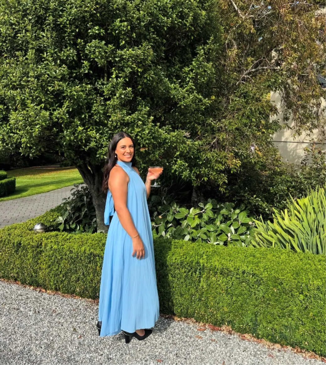 Cascade Crush Gown in Sky Blue