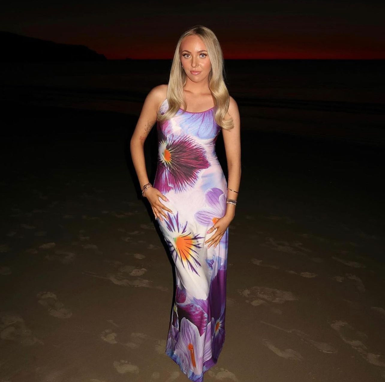 Indigo Blossom Slip Dress