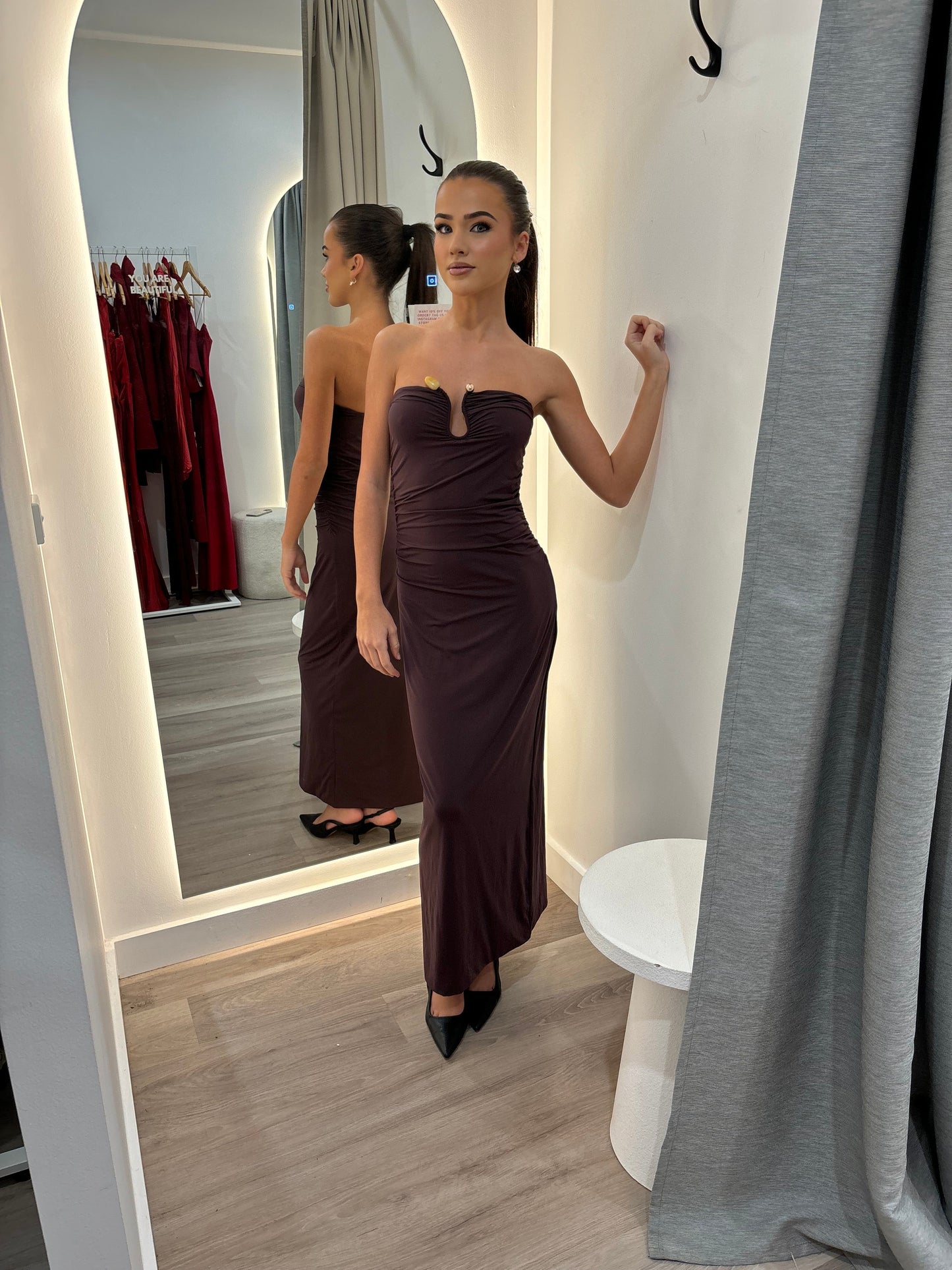 Tayla Trim Maxi Dress in Cocoa