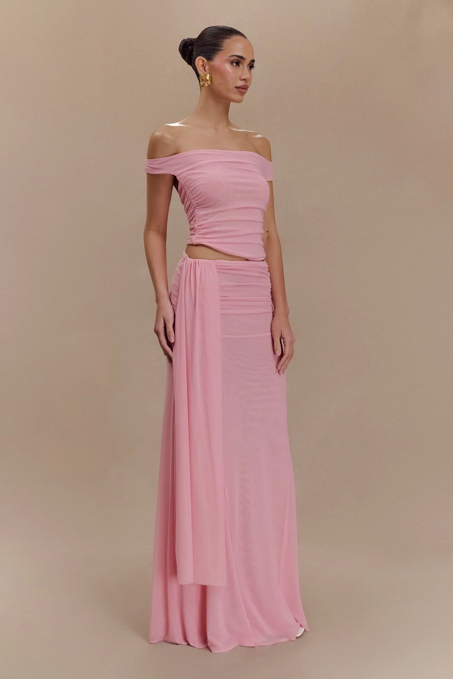 Brooklyn Mesh Maxi Set in Candy Pink