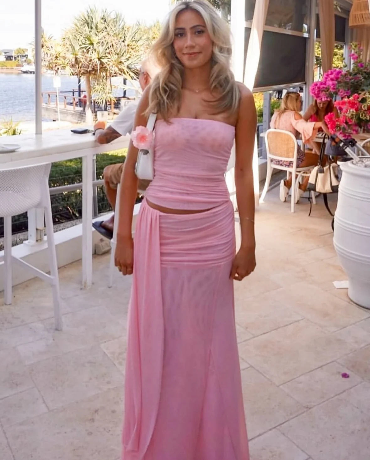 Brooklyn Mesh Maxi Set in Candy Pink