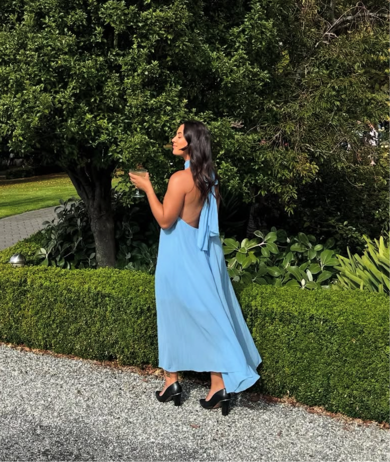 Cascade Crush Gown in Sky Blue