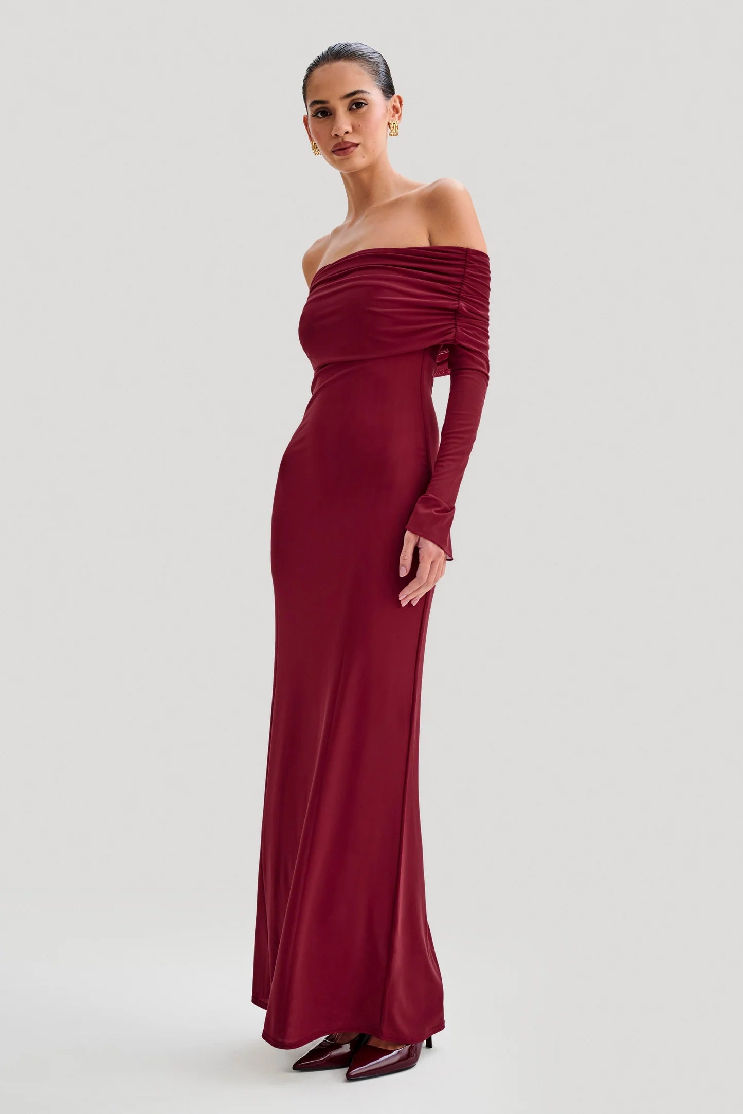 Josie Off Shoulder Mesh Maxi Dress