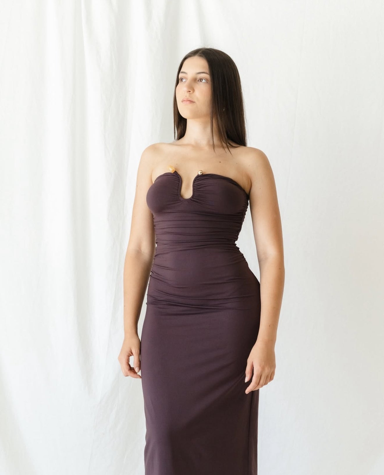 Tayla Trim Maxi Dress in Cocoa