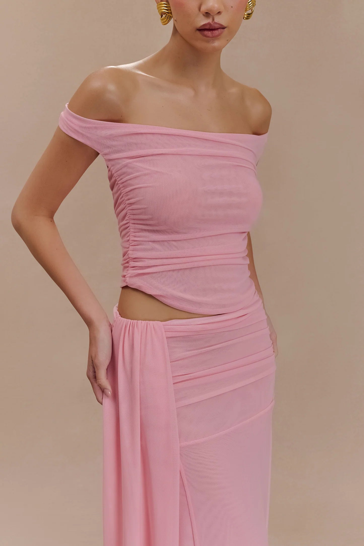 Brooklyn Mesh Maxi Set in Candy Pink