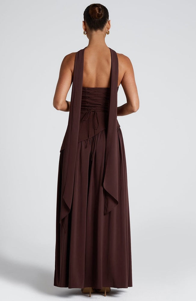 Maliyah Maxi Dress in Plum Brown