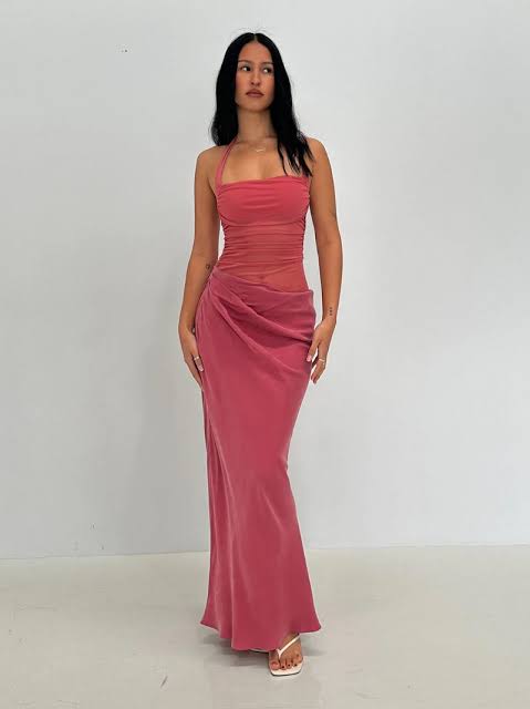 Gina Halter Maxi Dress in Rose