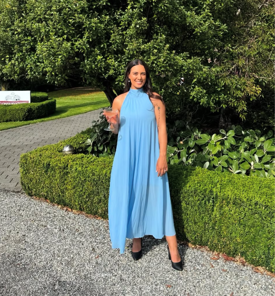 Cascade Crush Gown in Sky Blue