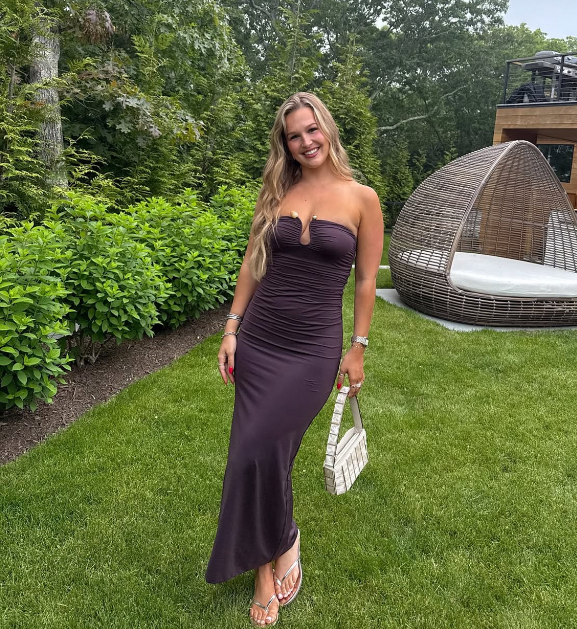 Tayla Trim Maxi Dress in Cocoa