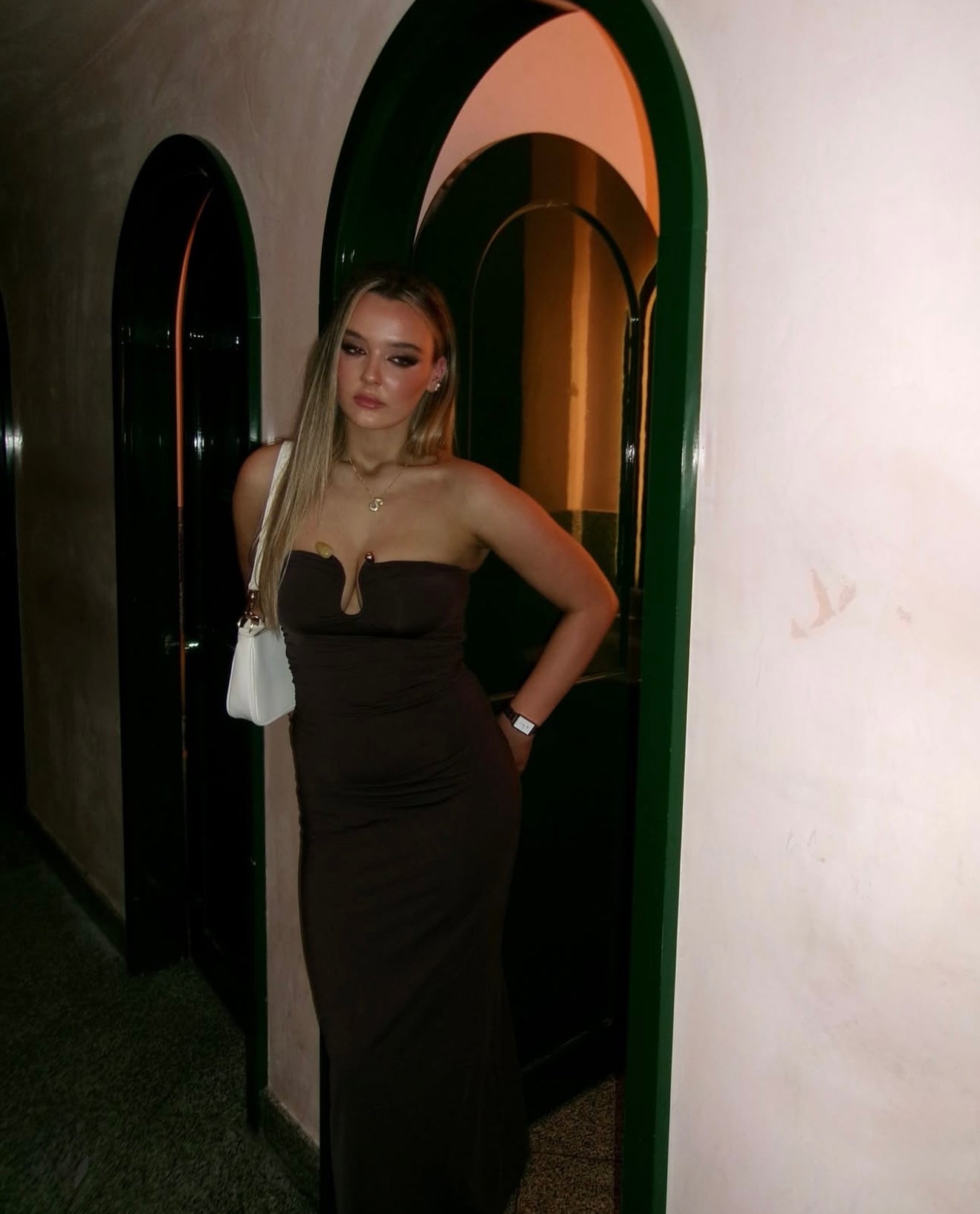 Tayla Trim Maxi Dress in Cocoa