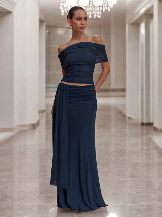 Arna Mesh Maxi Set in Midnight