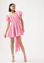 Load image into Gallery viewer, Gretta Bow Back Mini Dress in Ballet Pink - Aje
