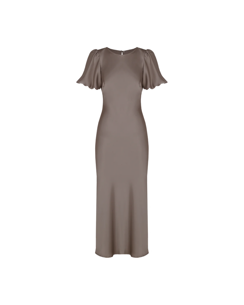 Kendall Satin Dress in Charcoal