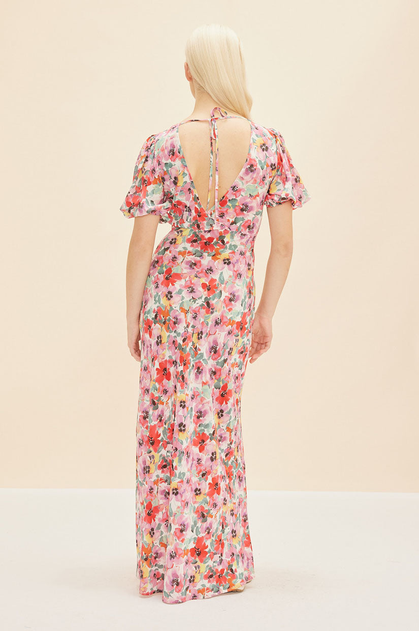 Allegra Silk Dress in Pansy