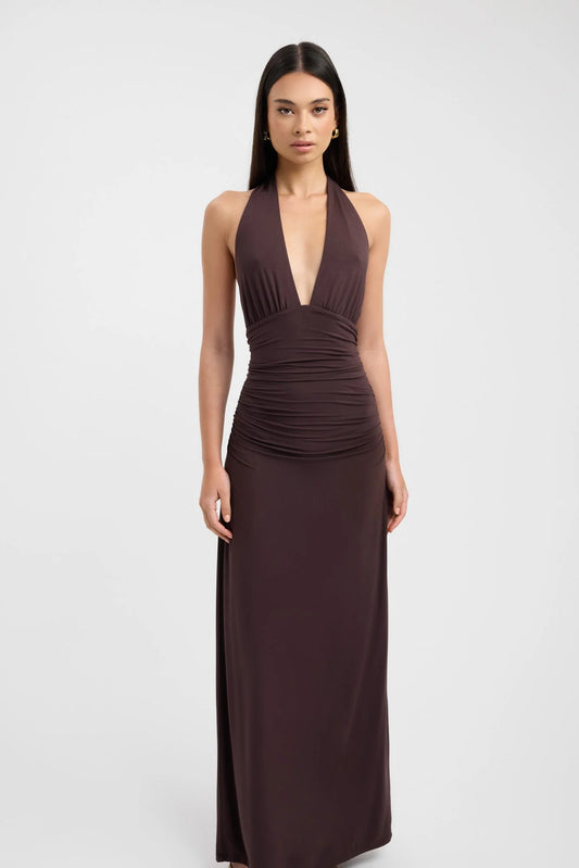 Leni Maxi Dress in Dark Mahogany
