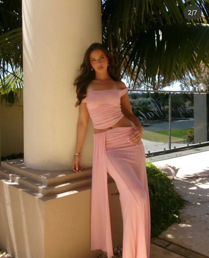 Brooklyn Mesh Maxi Set in Candy Pink