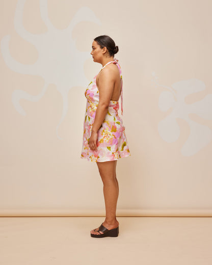 Morgan Linen Mini Dress in Ballet Floral