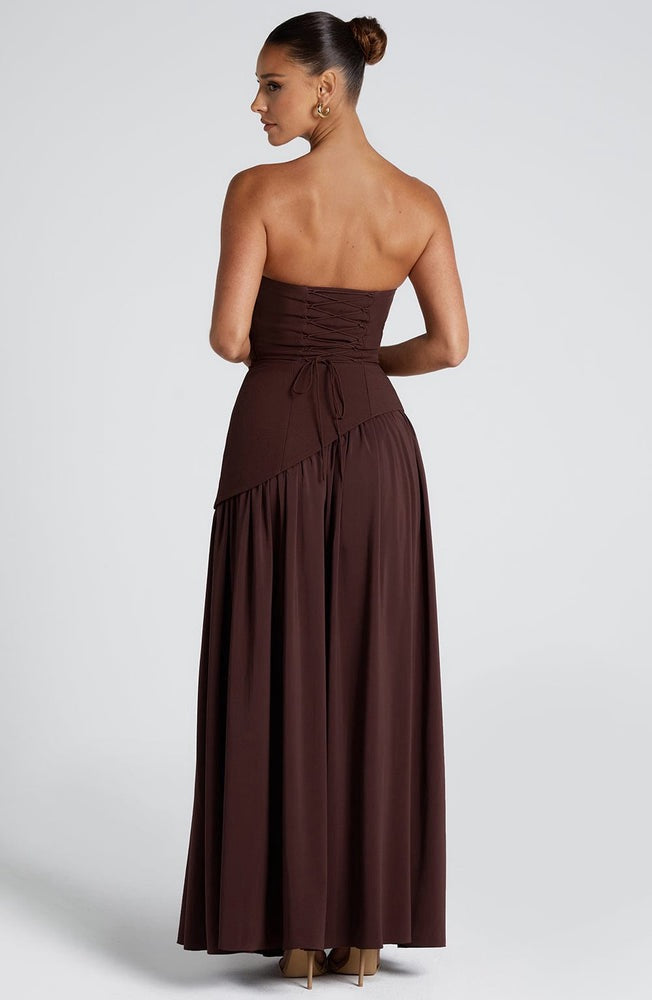 Maliyah Maxi Dress in Plum Brown