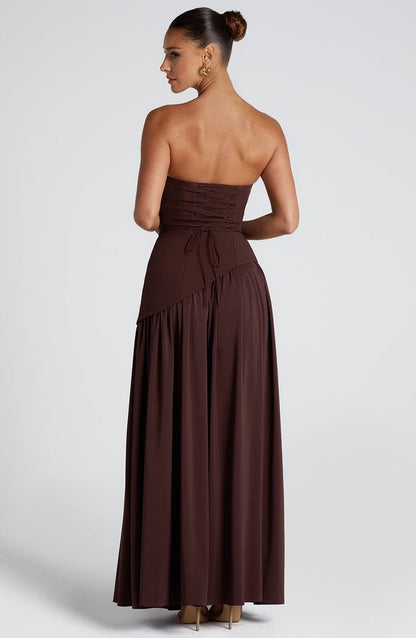 Maliyah Maxi Dress in Plum Brown