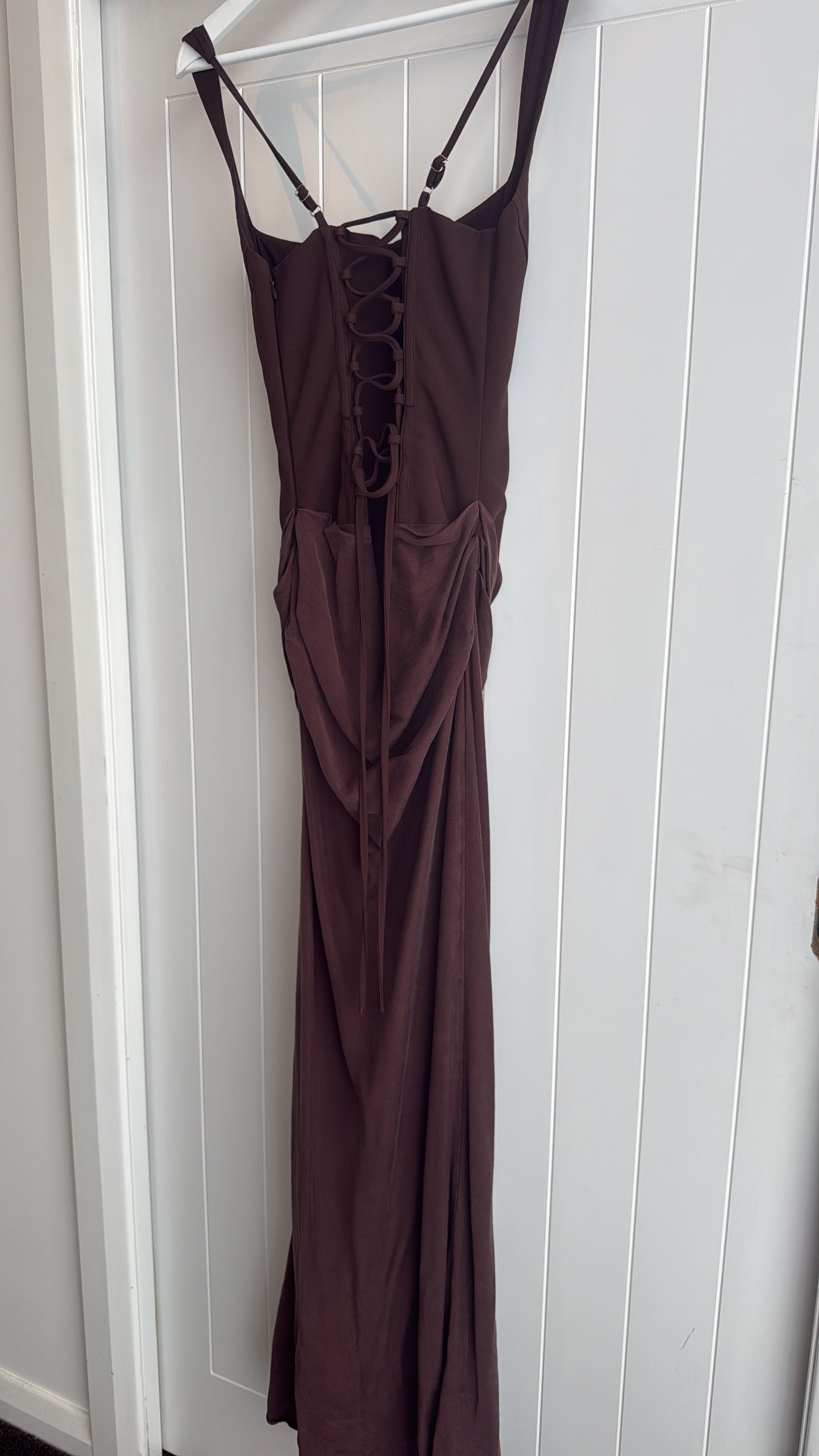 Cornelia Maxi Dress in Plum Brown (8) - FOR SALE