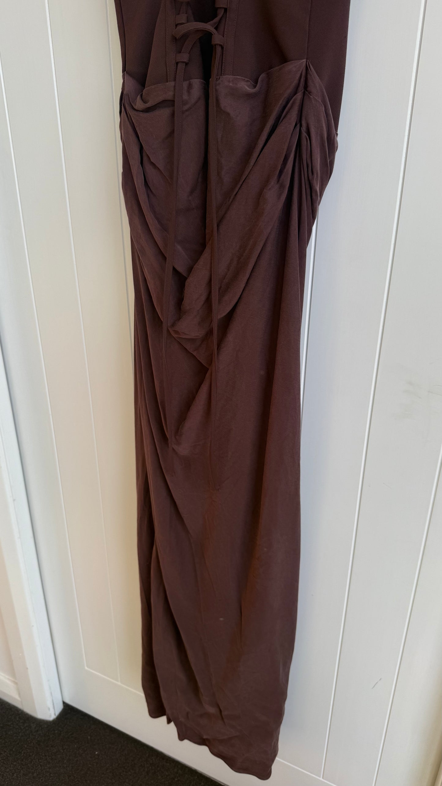 Cornelia Maxi Dress in Plum Brown (10) - FOR SALE