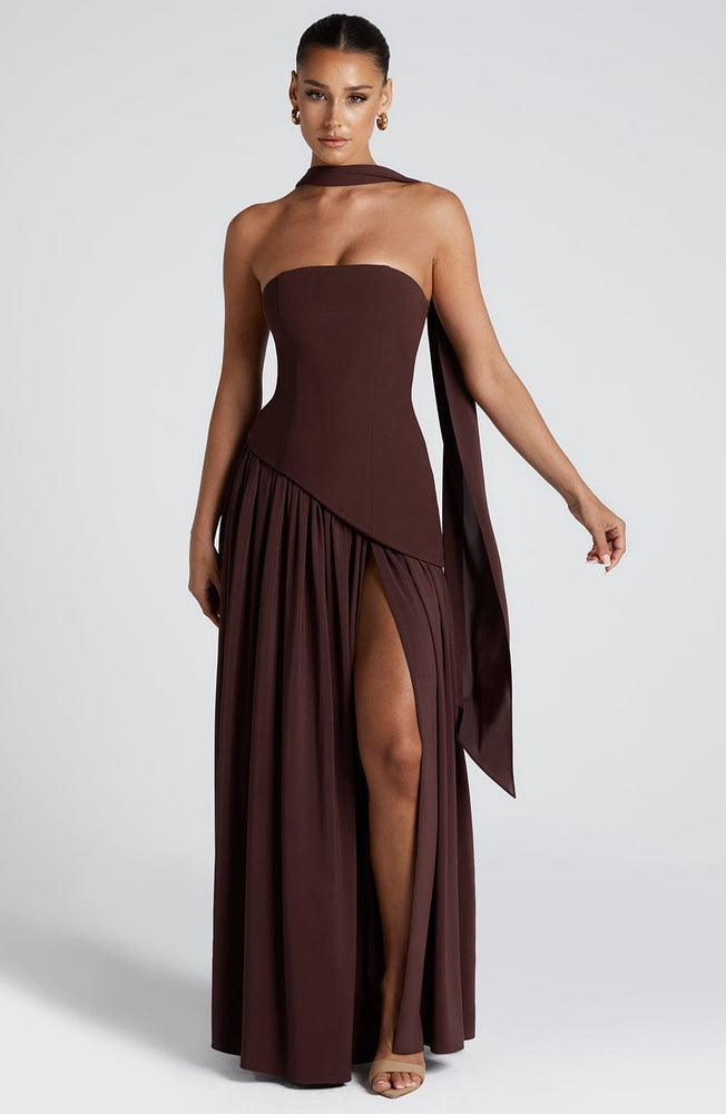 Maliyah Maxi Dress in Plum Brown