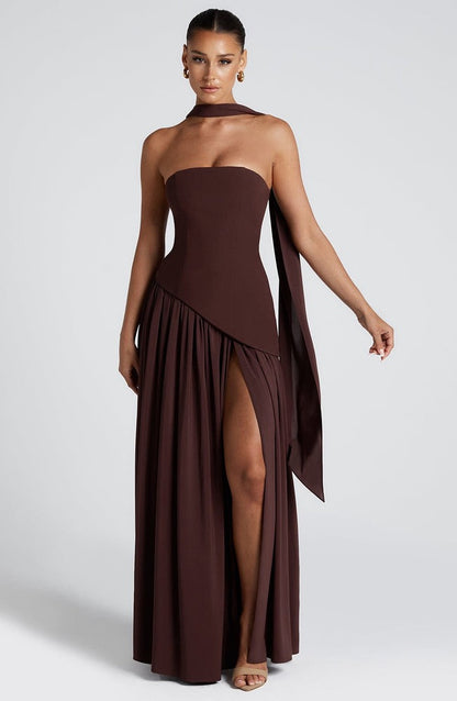 Maliyah Maxi Dress in Plum Brown