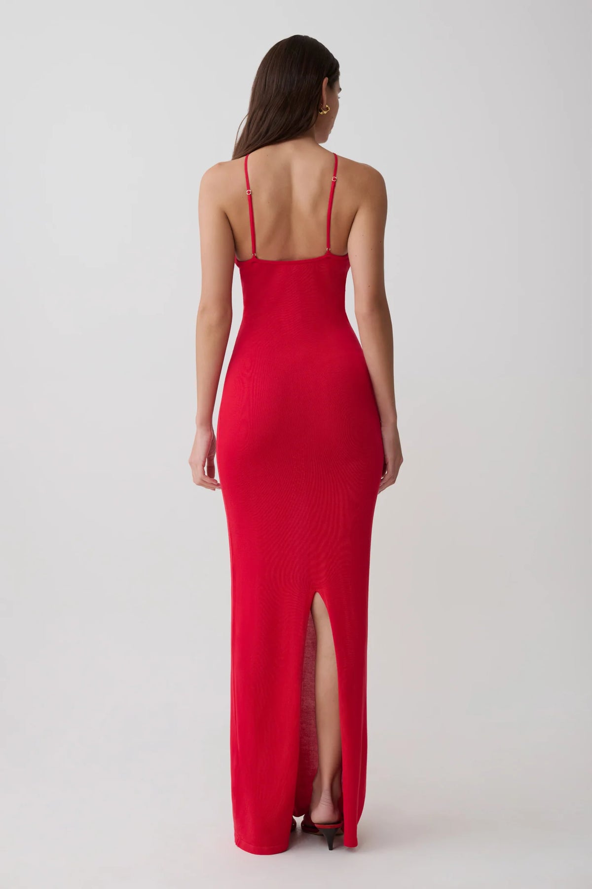 Ashtin Cross Front Knit Maxi Dress in Red