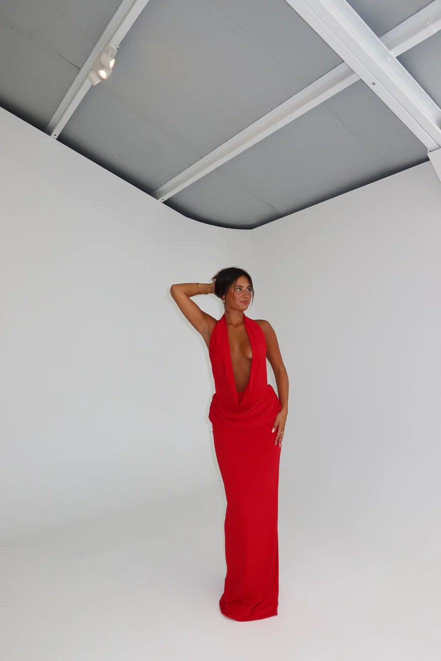 Vanessa Jersey Dress in Cherry