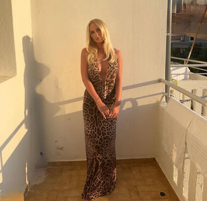 Columbine Maxi Dress in Leopard
