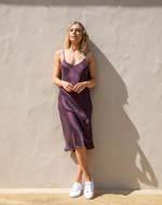 Load image into Gallery viewer, Silk Long Slip Dress in Plum - Kenzie Silk
