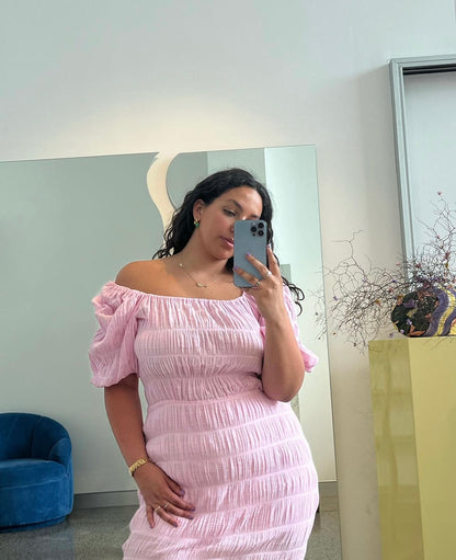 Mirella Puff Sleeve Dress in Pink