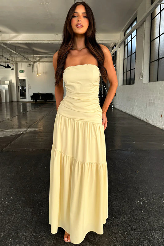 Charlotte Strapless Maxi in Yellow