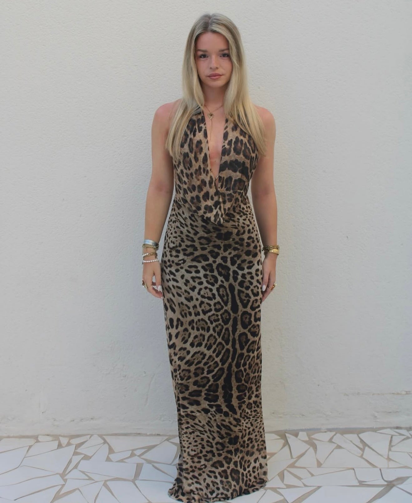 Columbine Maxi Dress in Leopard