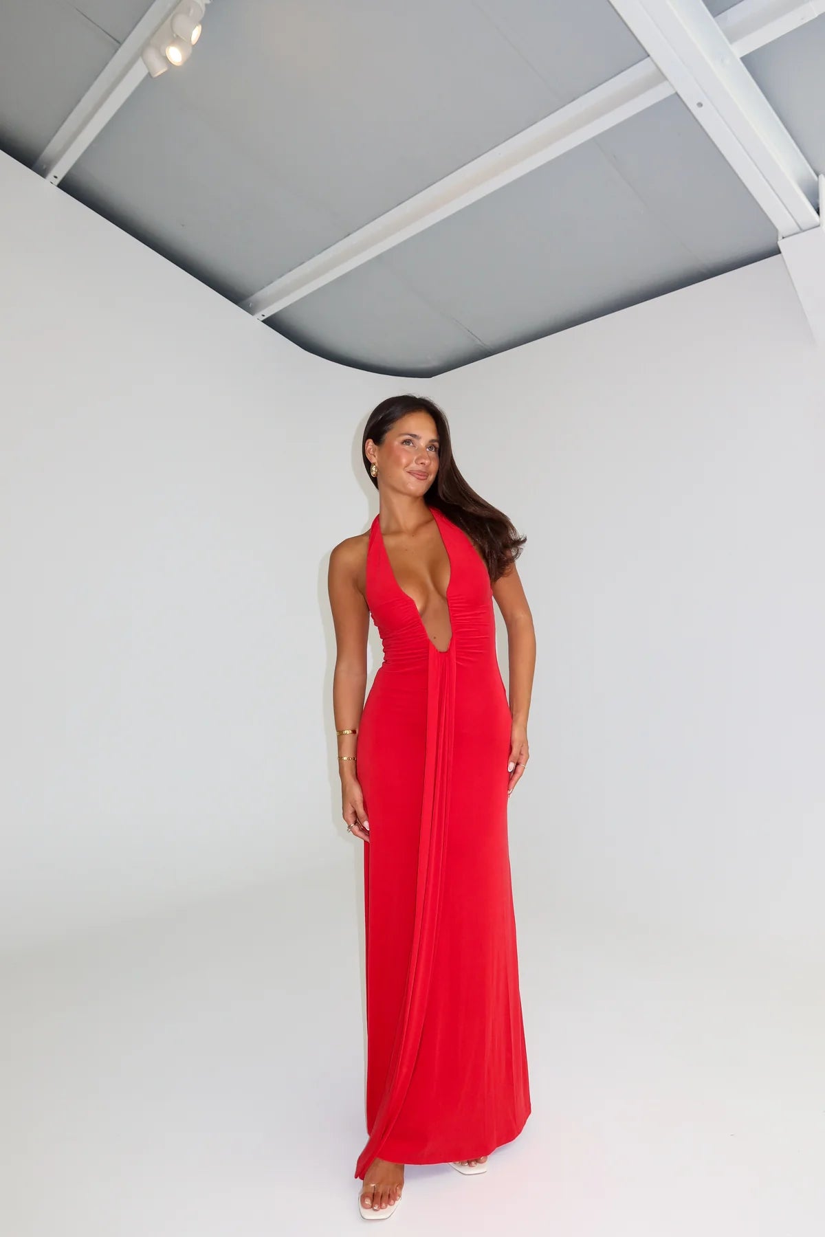 Jennifer Cupro Dress in Cherry