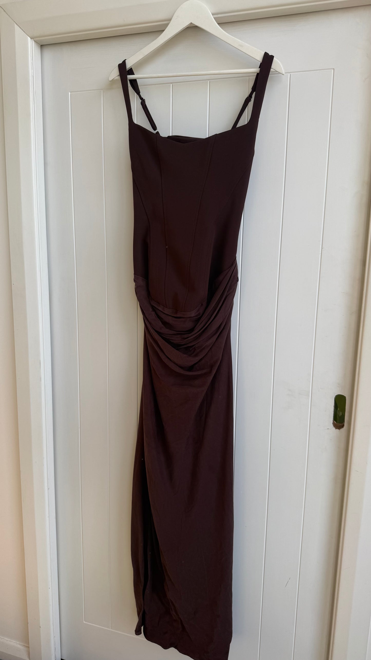 Cornelia Maxi Dress in Plum Brown (10) - FOR SALE