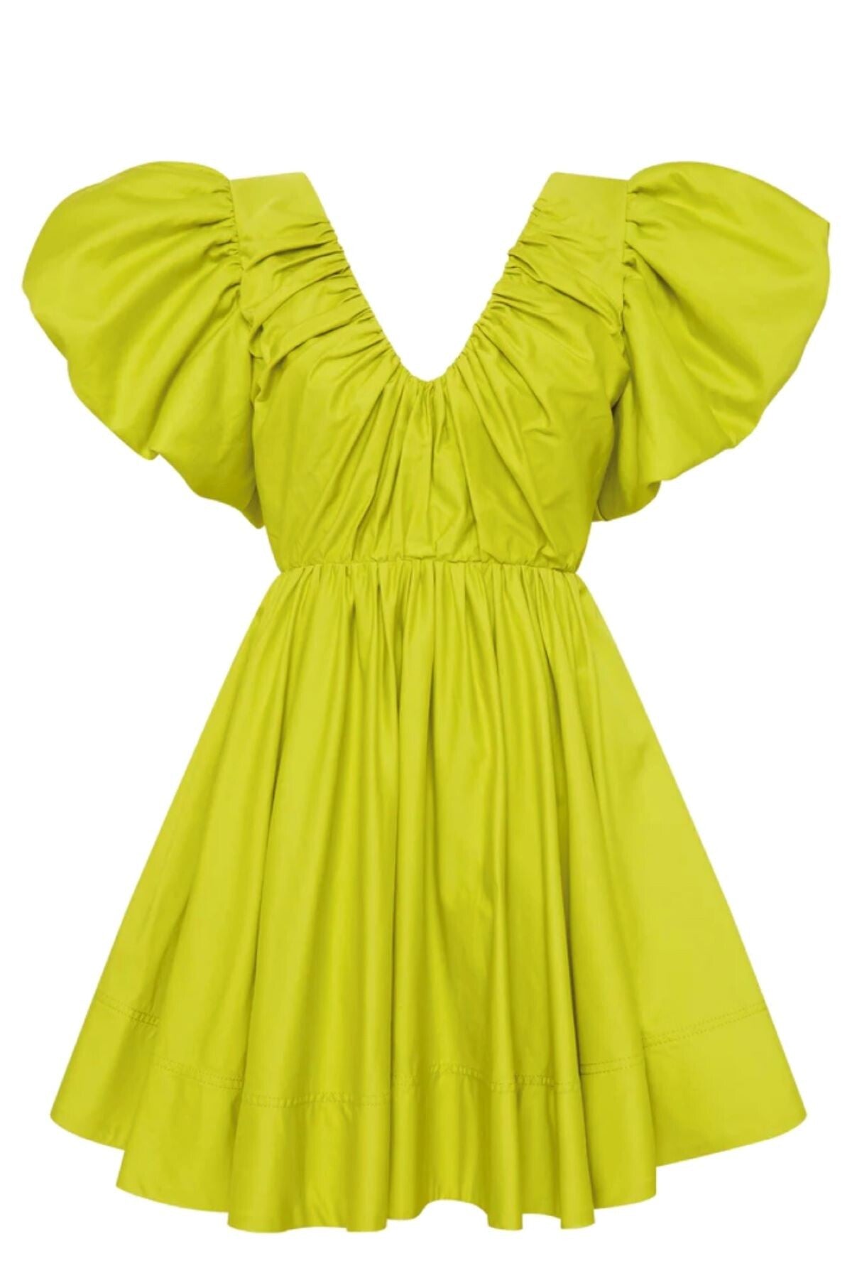 Gretta Bow Back Mini Dress in Chartreuse Green