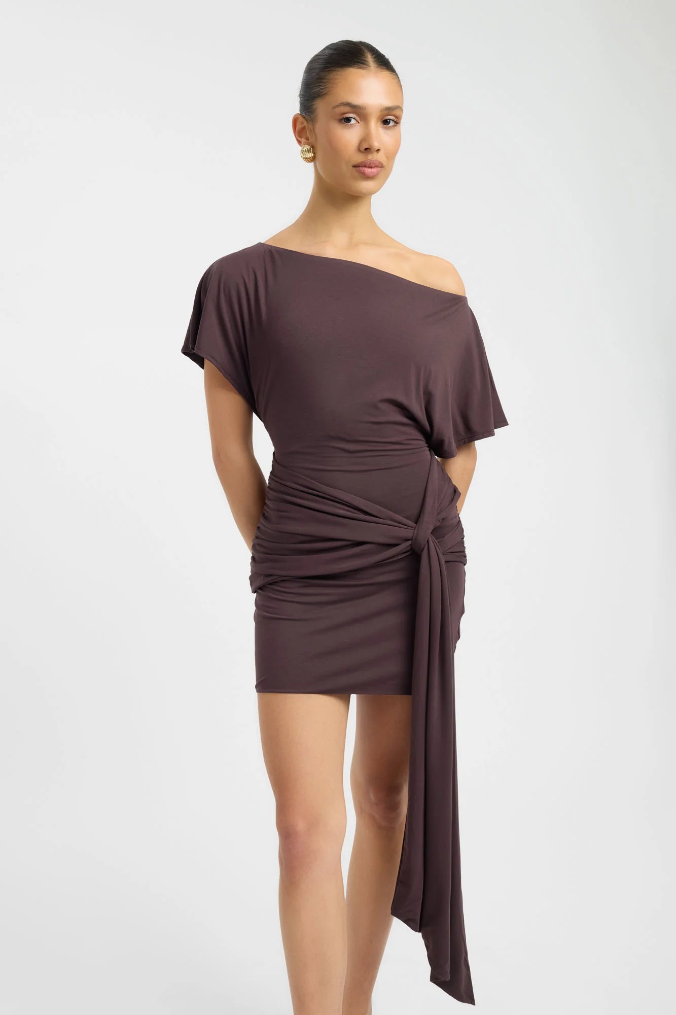 Lorenze Mini Dress in Dark Mahogany