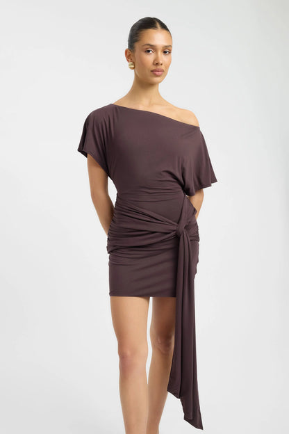 Lorenze Mini Dress in Dark Mahogany