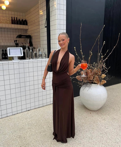 Nadia Dress in Brown