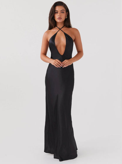 Noir Symphony Maxi Dress in Black